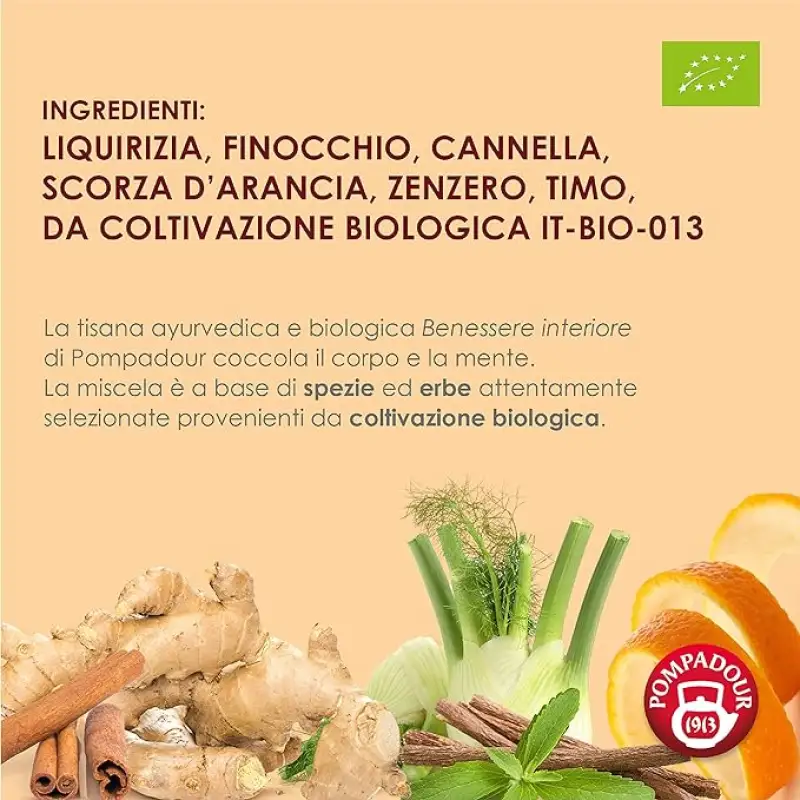 Namaste Pompadour Organic Ayurvedic Bio Bunastare Interioara 15 x 1,8 g Bax 6 buc.